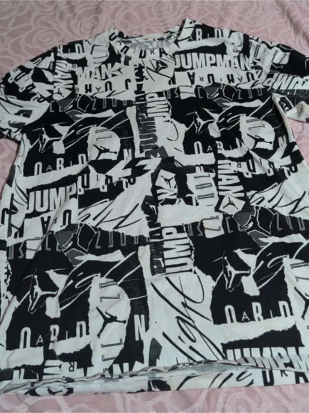 Jordan Jumpman Flight All Over Print T-Shirt Black and White Collage